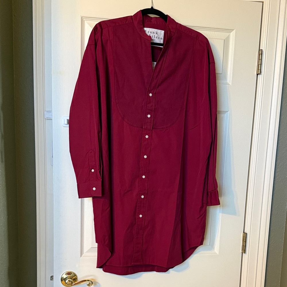 Frank and Eileen women’s burgundy/maroon tuxedo shirt dress